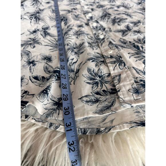 Onia Men's Floral Print Linen Button-Up Shirt Vacation White Blue Size‎ XXL - Picture 8 of 10